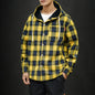 Plus Velvet Black Plaid Hoodie Shirt