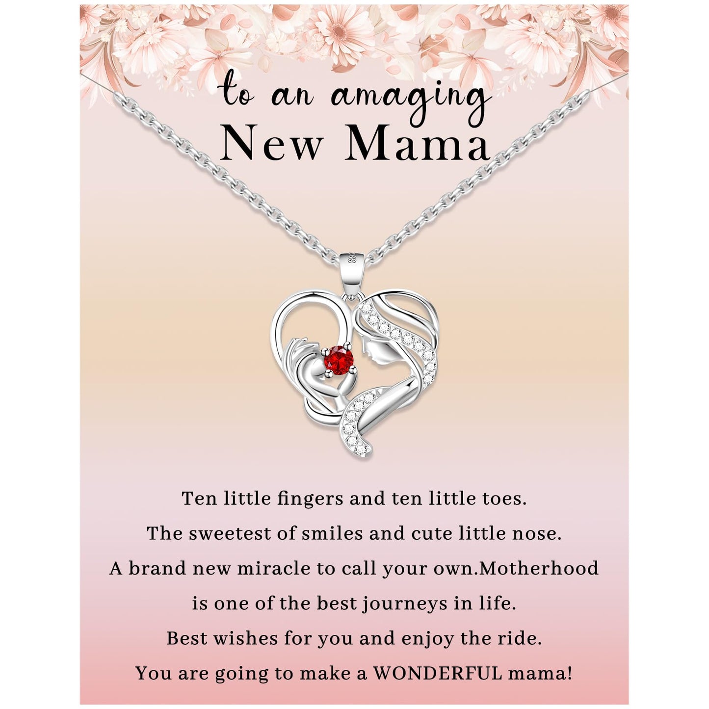 Sterling Silver New Mom Heart Necklace