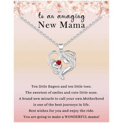 Sterling Silver New Mom Heart Necklace
