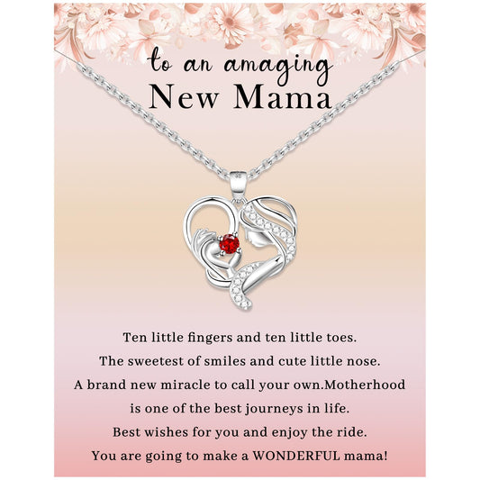 Sterling Silver New Mom Heart Necklace